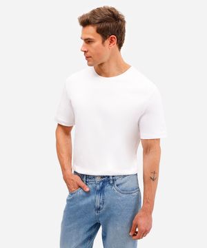 camiseta de algodão peruano bold manga curta branca