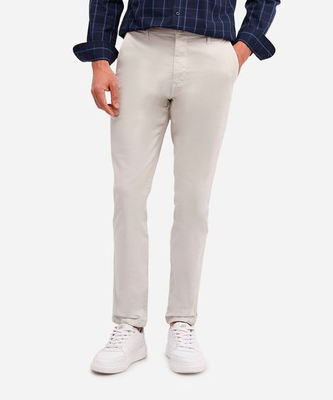 calça reta de alfaiataria cinza