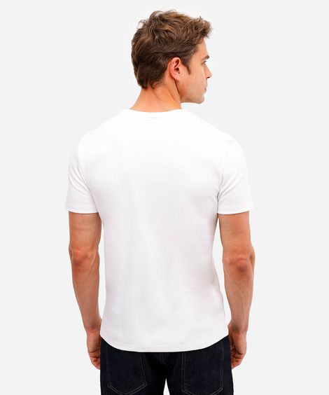 camiseta básica masculina de algodão peruano bold gola v branca