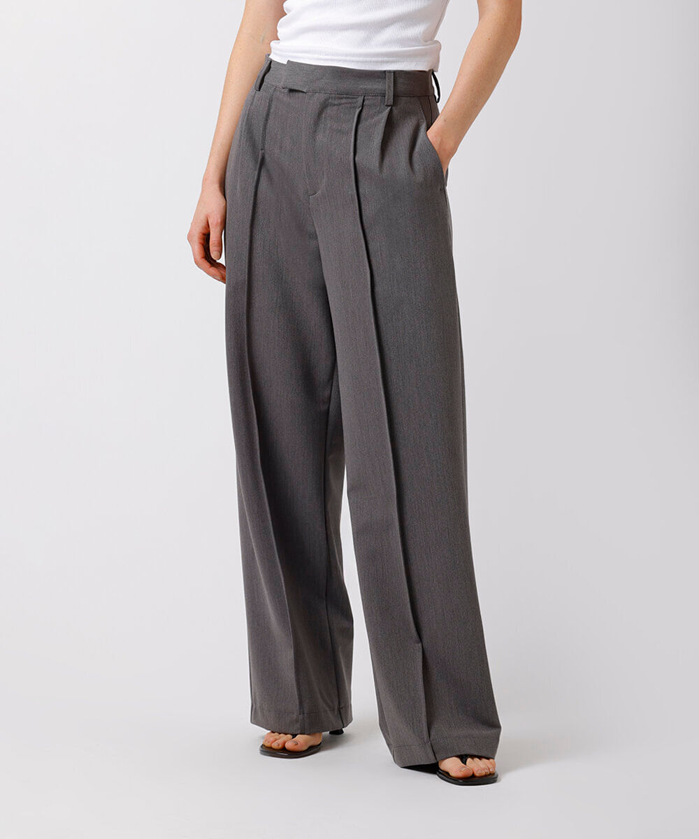 calça feminina de alfaiataria mindset cinza