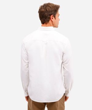 camisa comfort com linho manga longa off white
