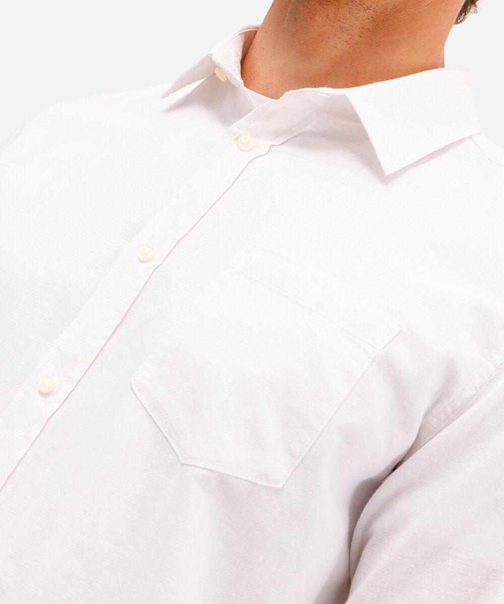 camisa comfort com linho manga longa off white