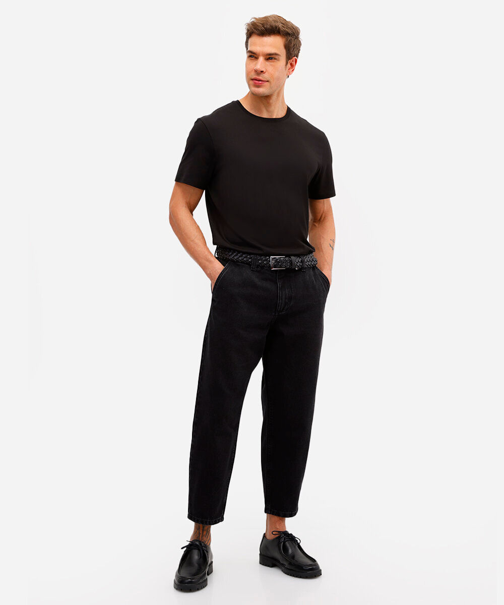 calça relaxed masculina jeans   - black jeans