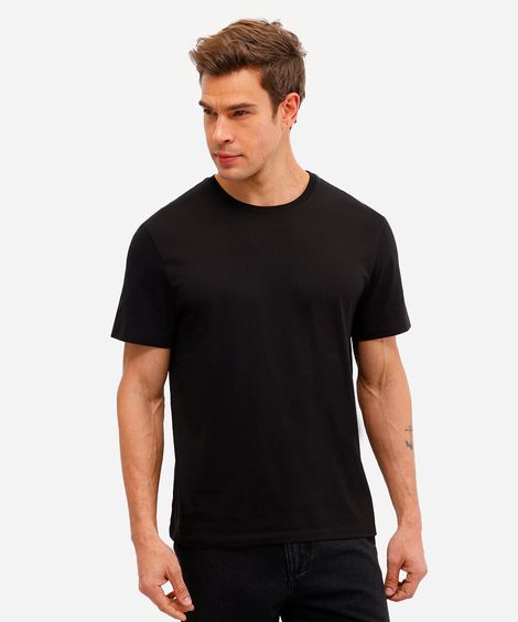 camiseta de algodão pima manga curta preta