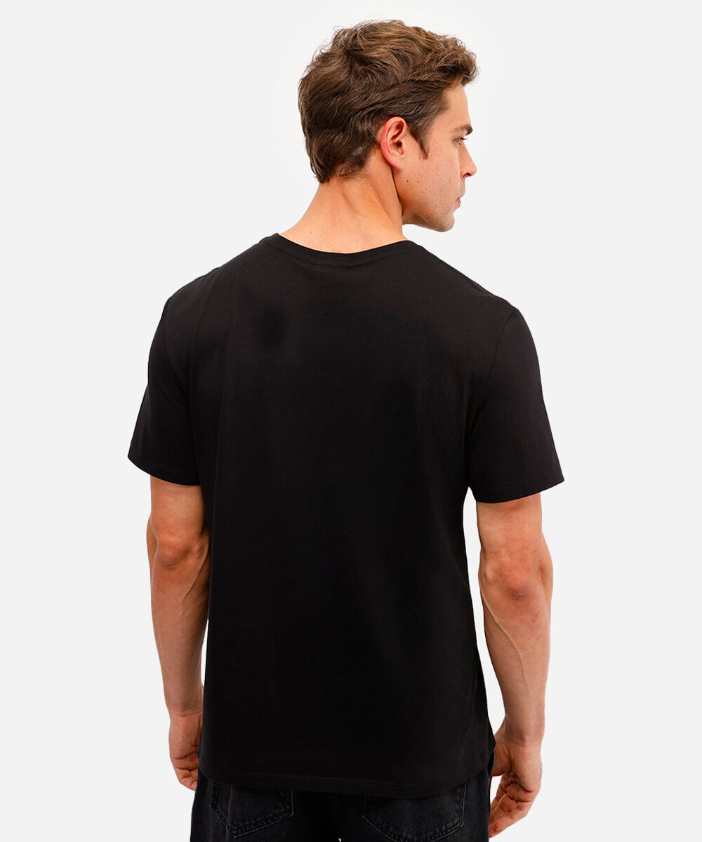 camiseta de algodão pima manga curta preta