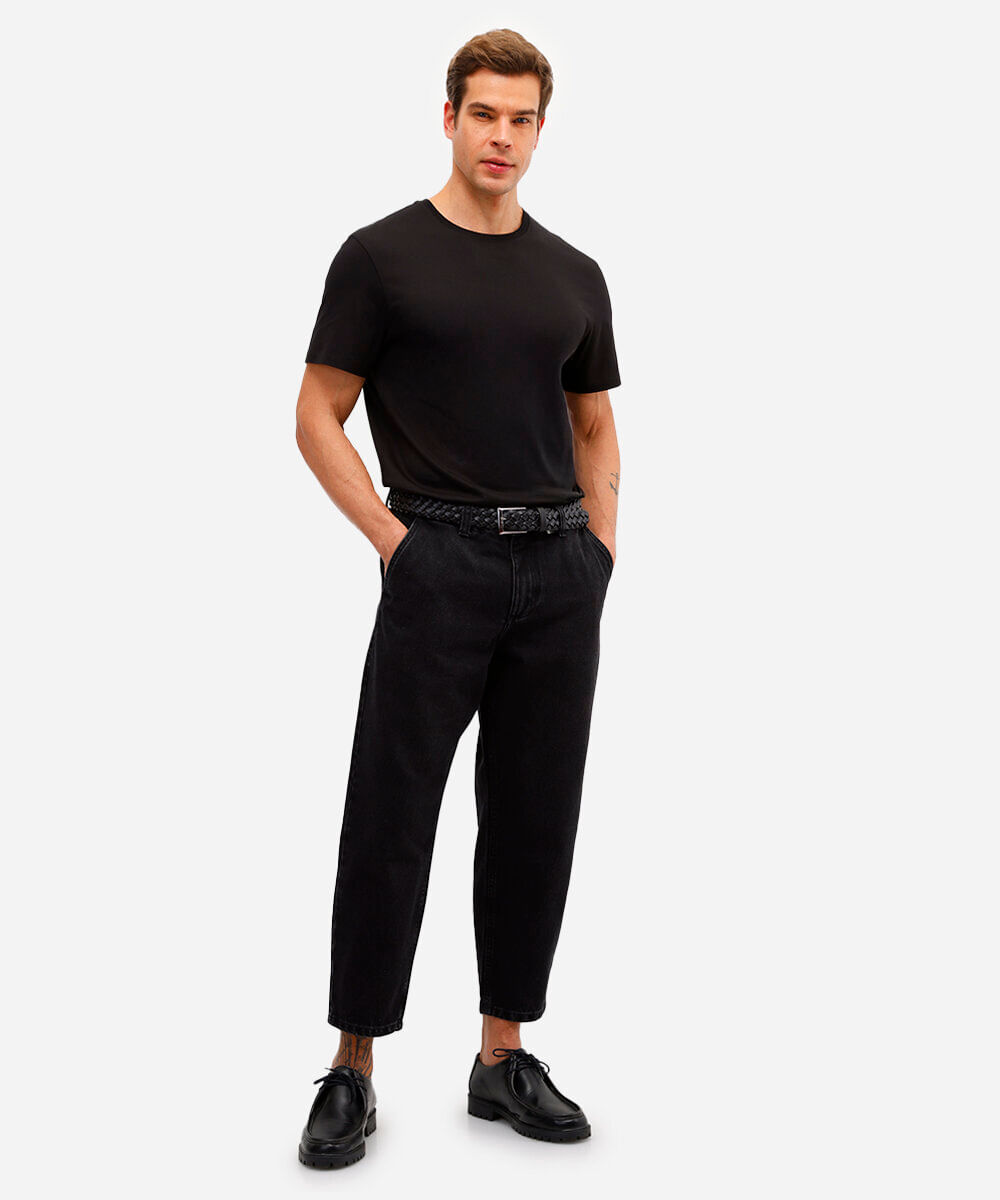 camiseta de algodão pima manga curta preta