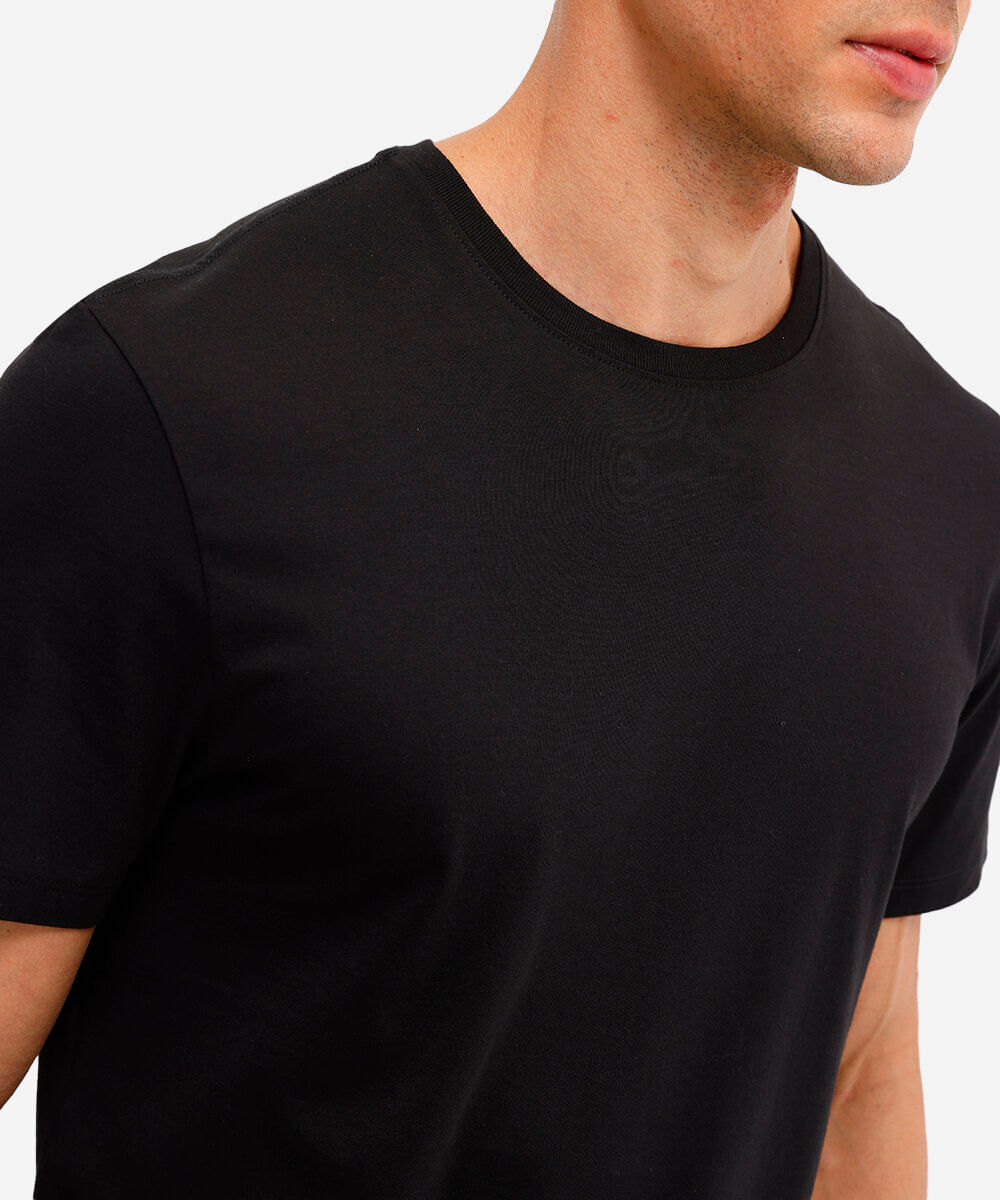camiseta de algodão pima manga curta preta