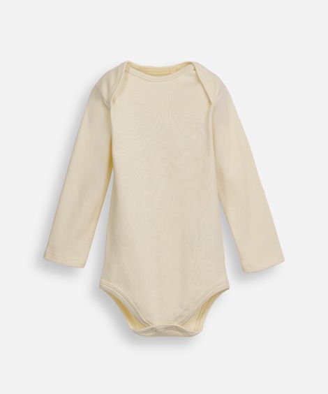 body infantil de algodão manga longa amarelo