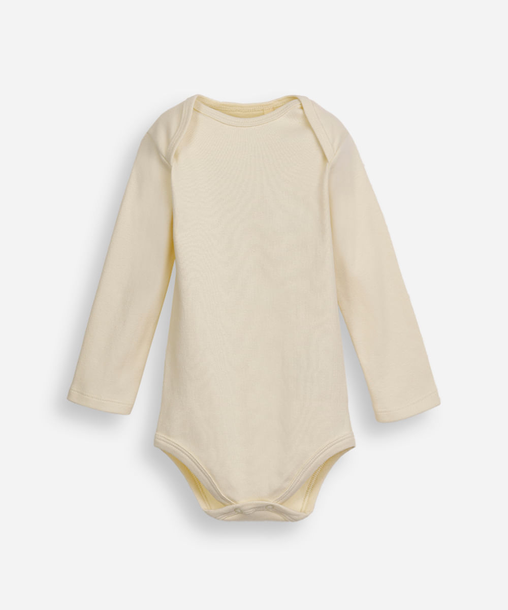 body infantil de algodão manga longa amarelo