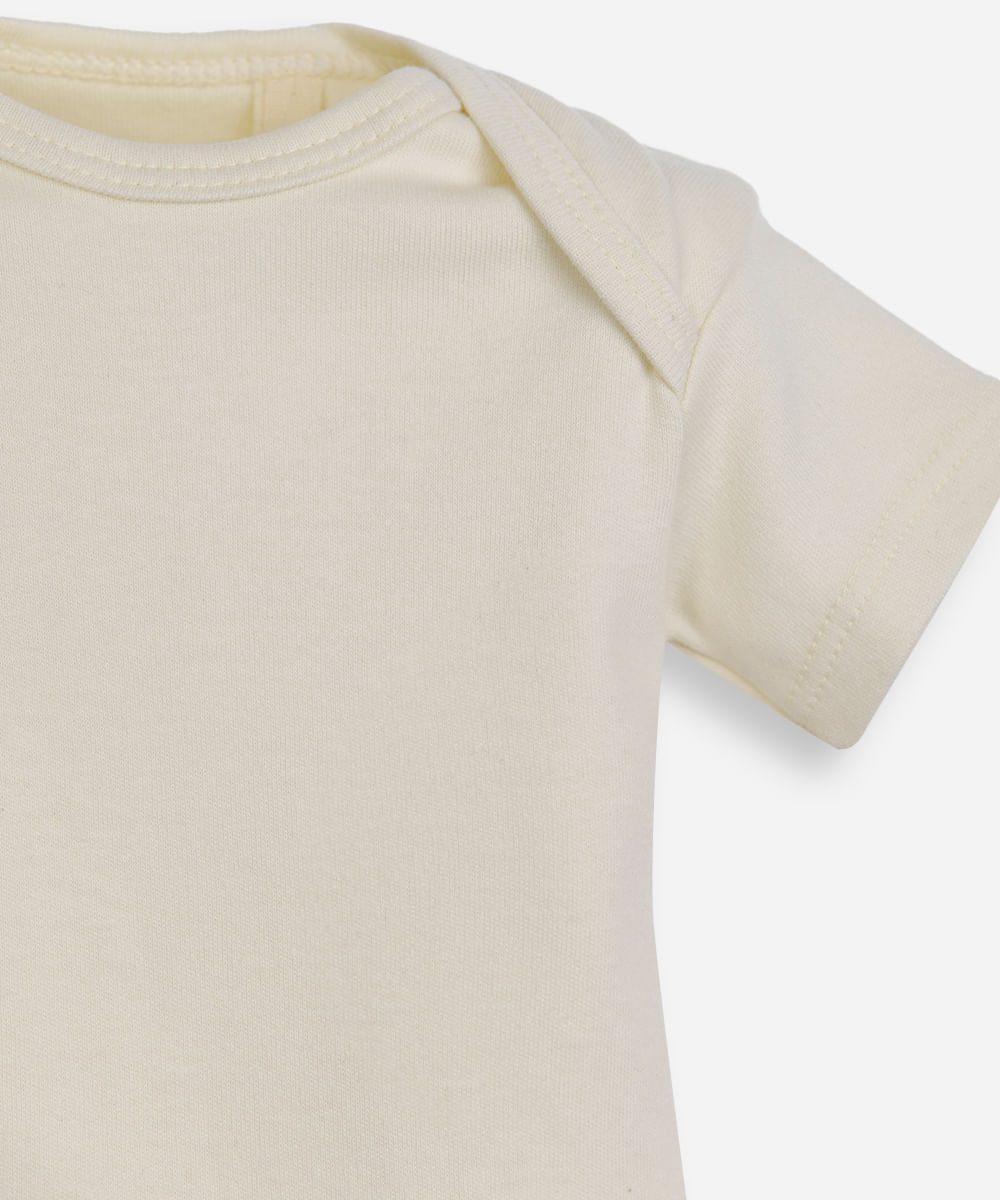 body infantil de algodão manga curta amarelo