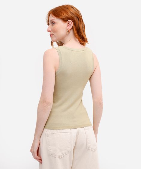 regata feminina de tricot alça média verde