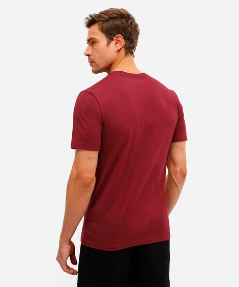 camiseta masculina de algodão básica manga curta vinho