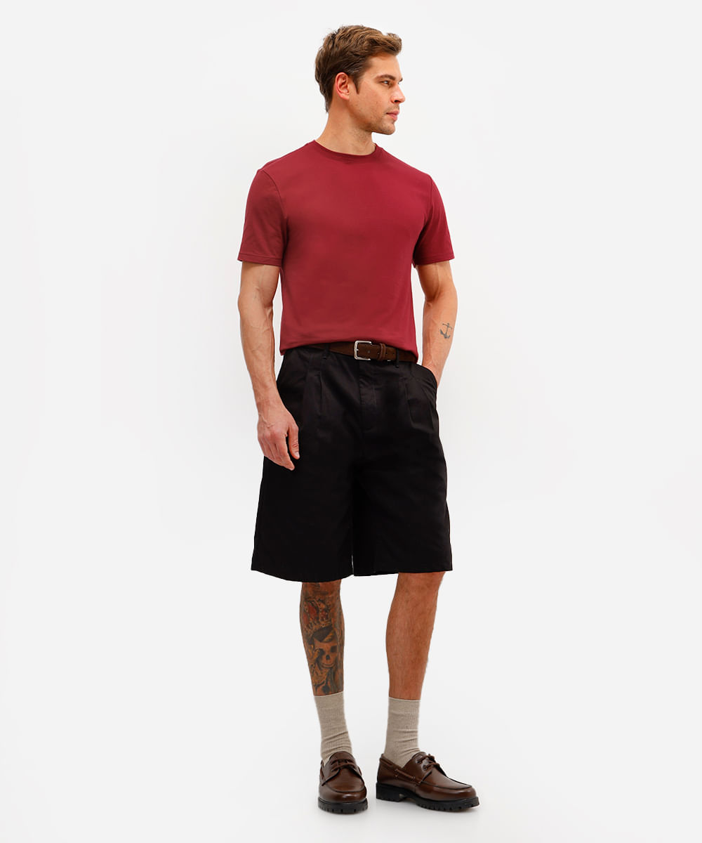 camiseta masculina de algodão básica manga curta vinho