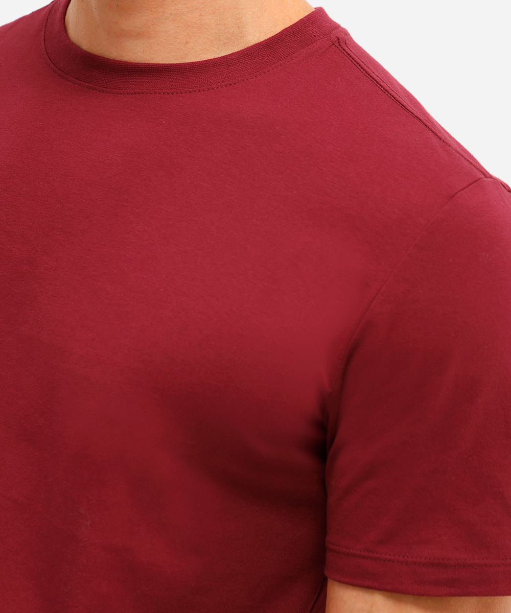 camiseta masculina de algodão básica manga curta vinho