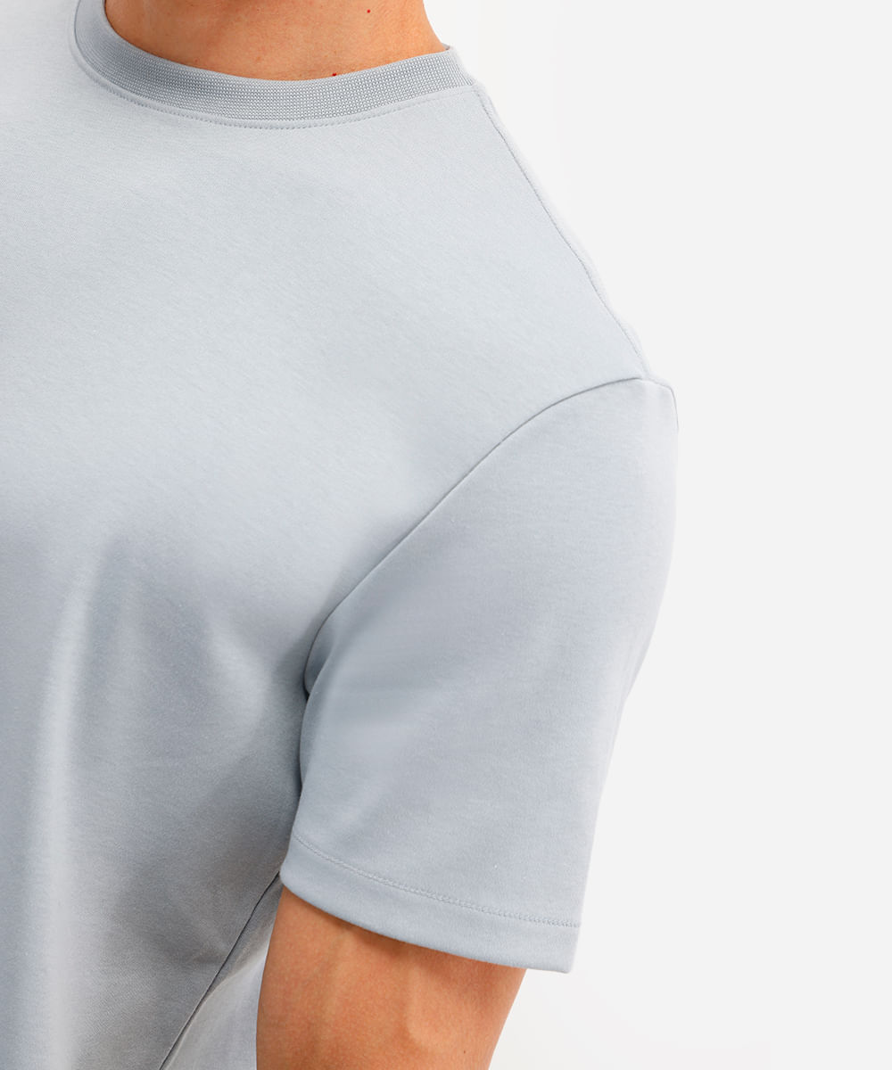 camiseta de algodão peruano básica manga curta azul