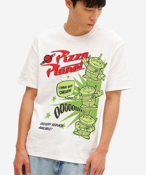 camiseta masculina manga curta toy story off white