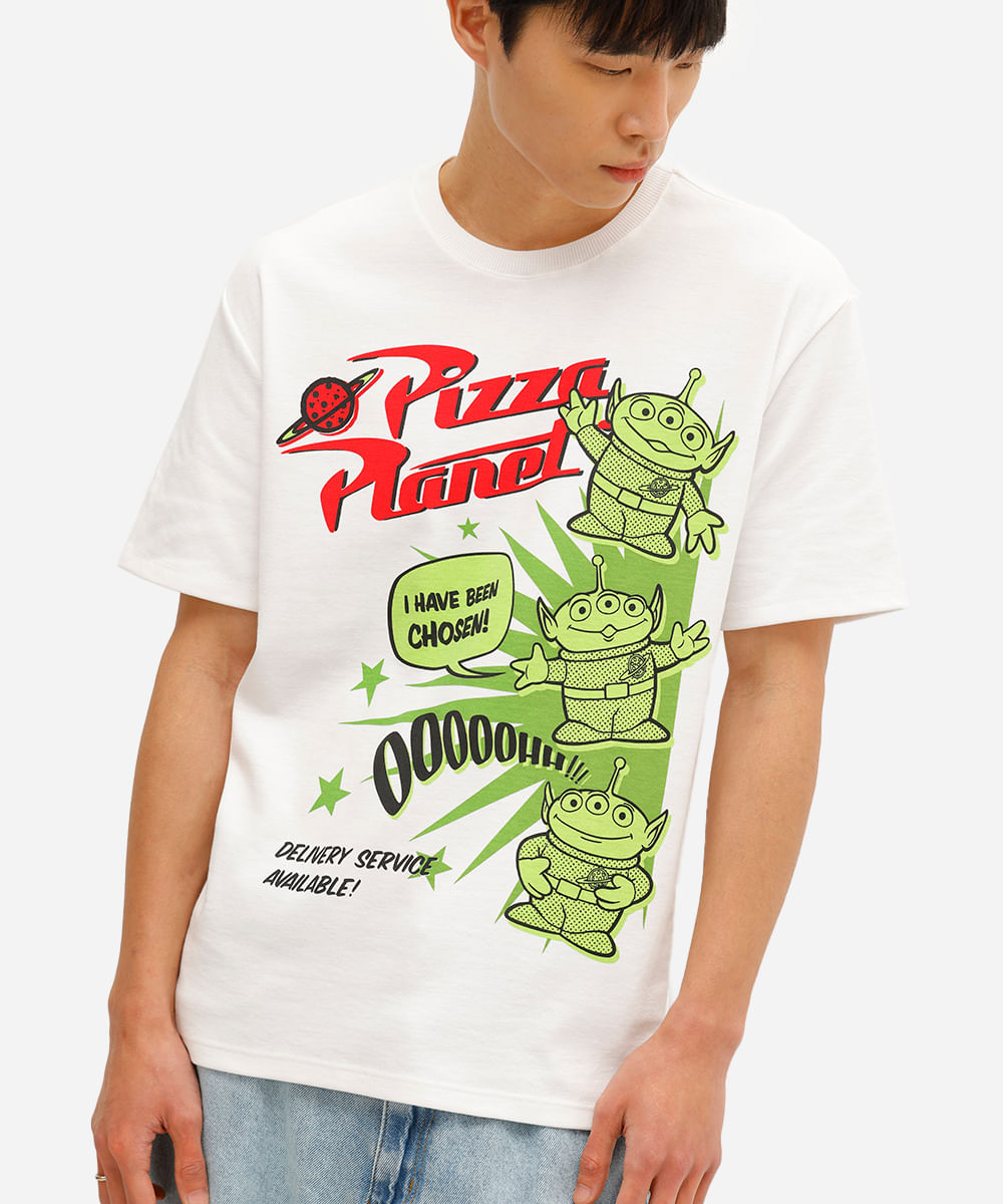 camiseta masculina manga curta toy story off white