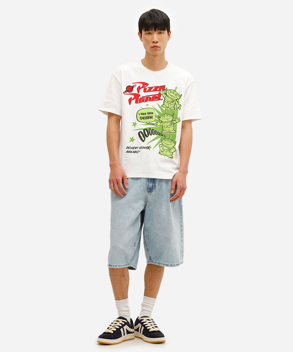 camiseta masculina manga curta toy story off white