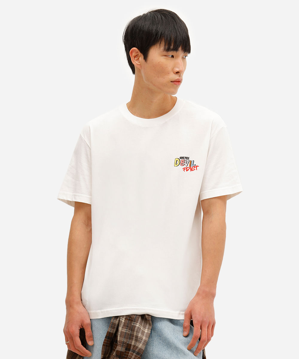 camiseta masculina de algodão one piece off white