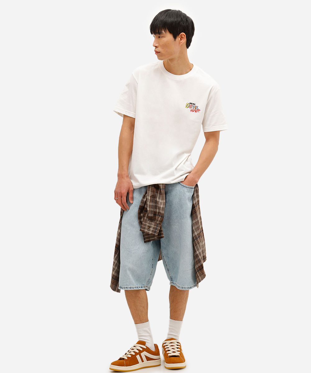 camiseta masculina de algodão one piece off white