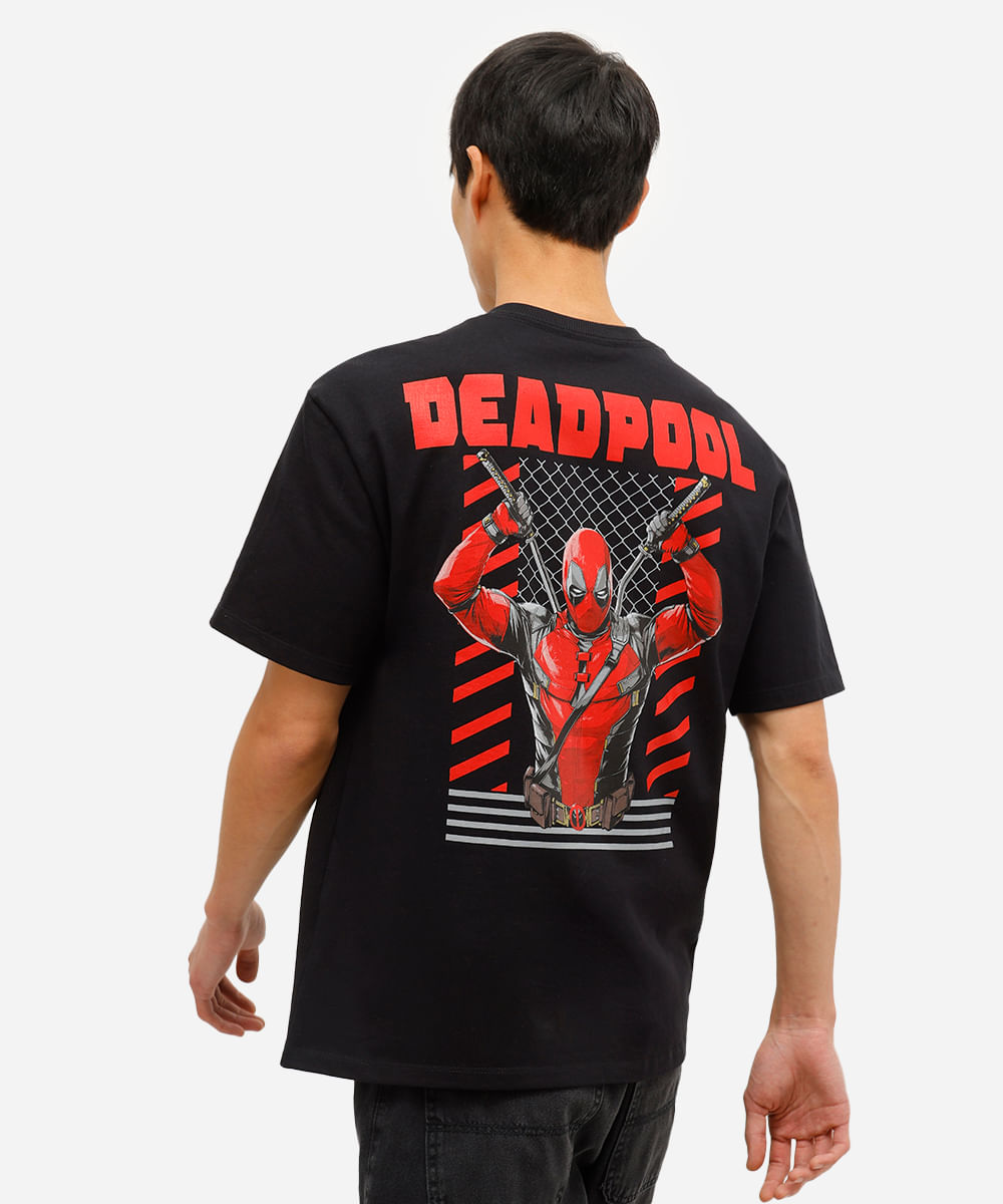 camiseta masculina de algodão deadpool preta