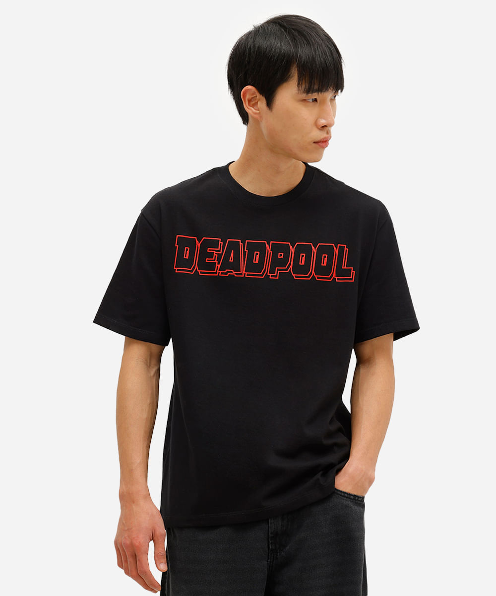 camiseta masculina de algodão deadpool preta