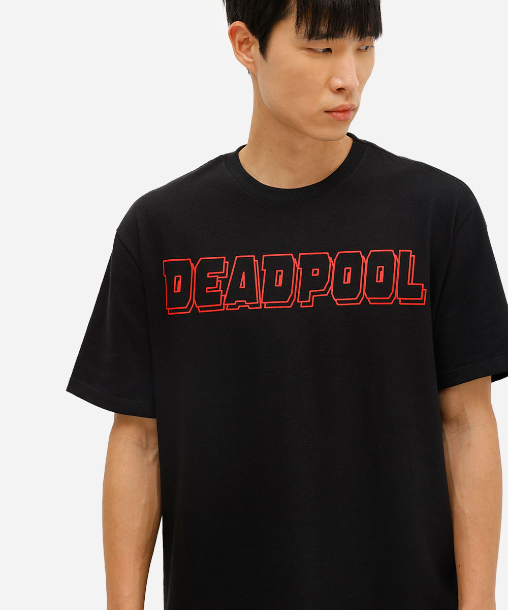 camiseta masculina de algodão deadpool preta