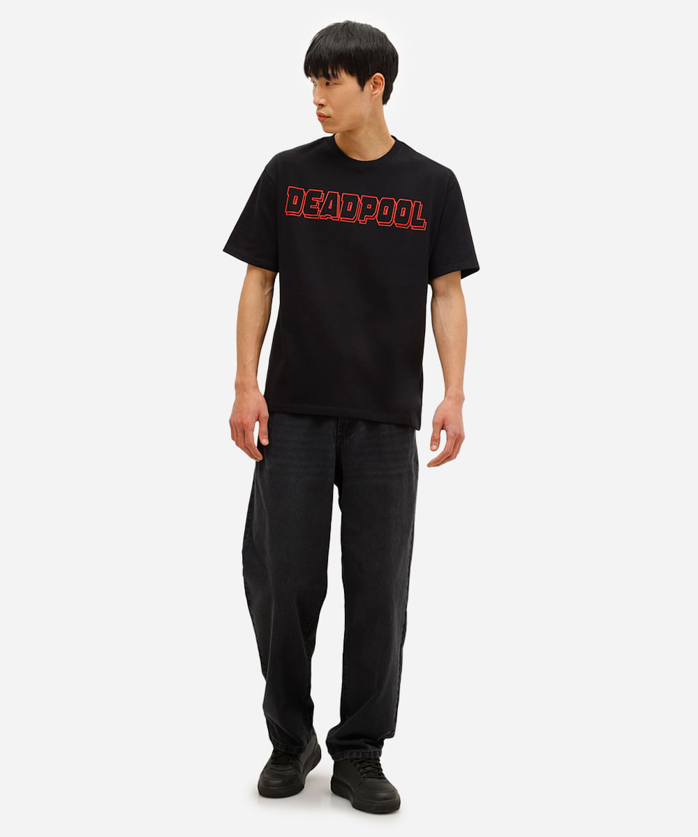 camiseta masculina de algodão deadpool preta