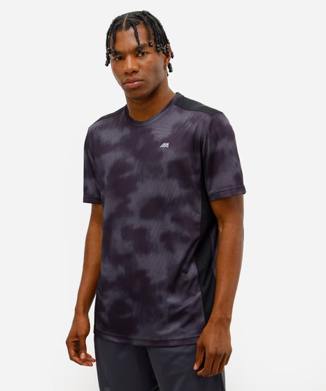 camiseta esportiva masculina com recortes estampada preta