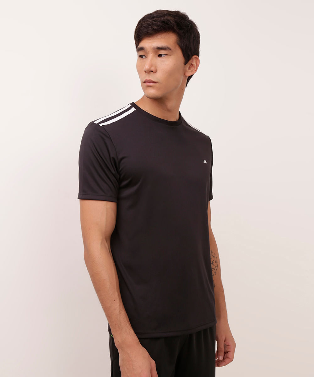 camiseta masculina esportiva ace com listras preta