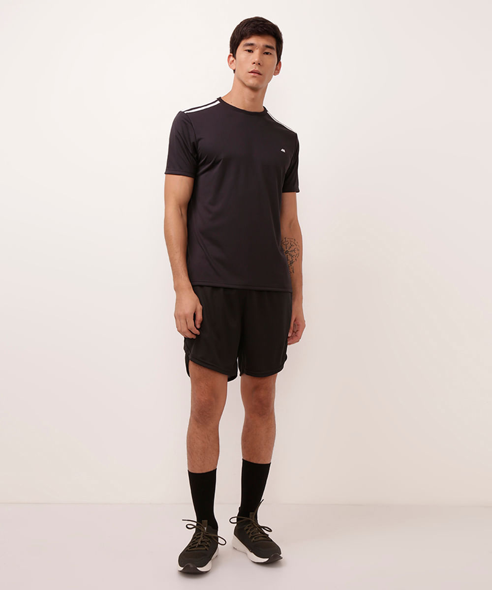 camiseta masculina esportiva ace com listras preta