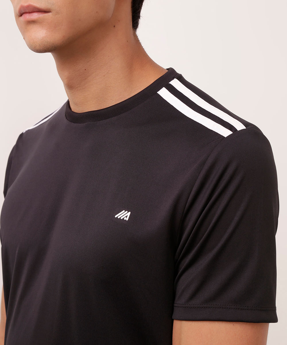 camiseta masculina esportiva ace com listras preta