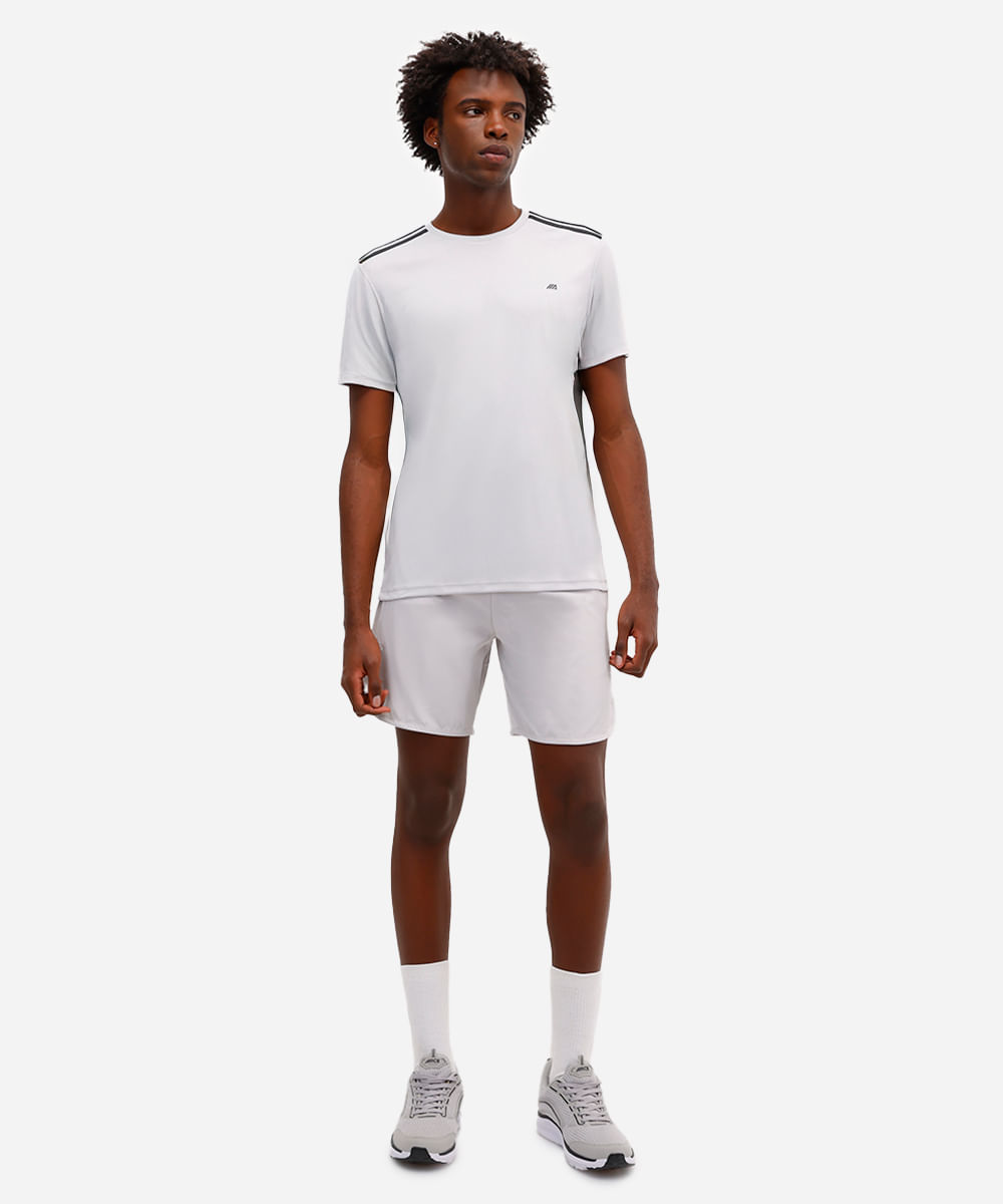 camiseta masculina esportiva ace com listras cinza