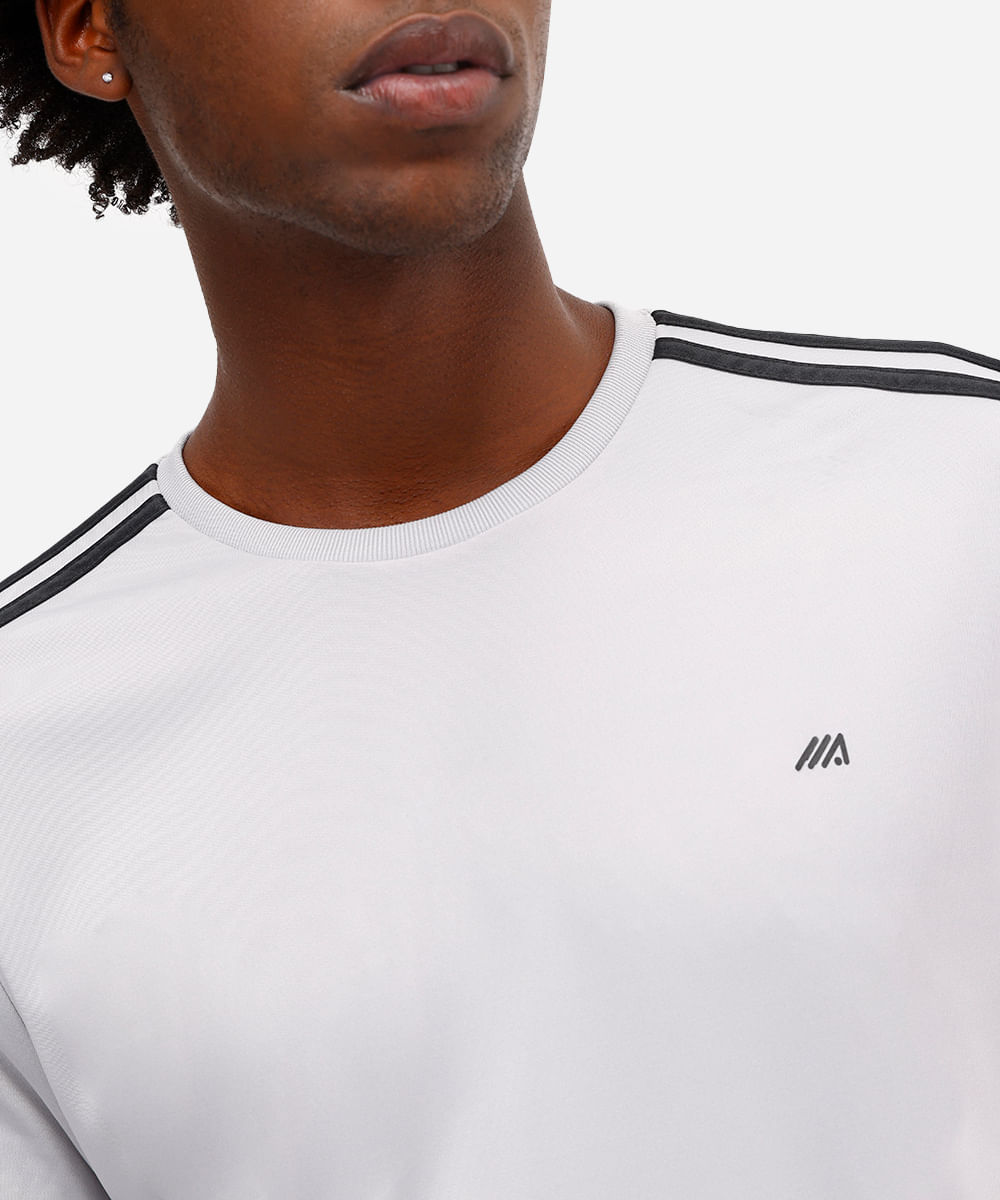camiseta masculina esportiva ace com listras cinza