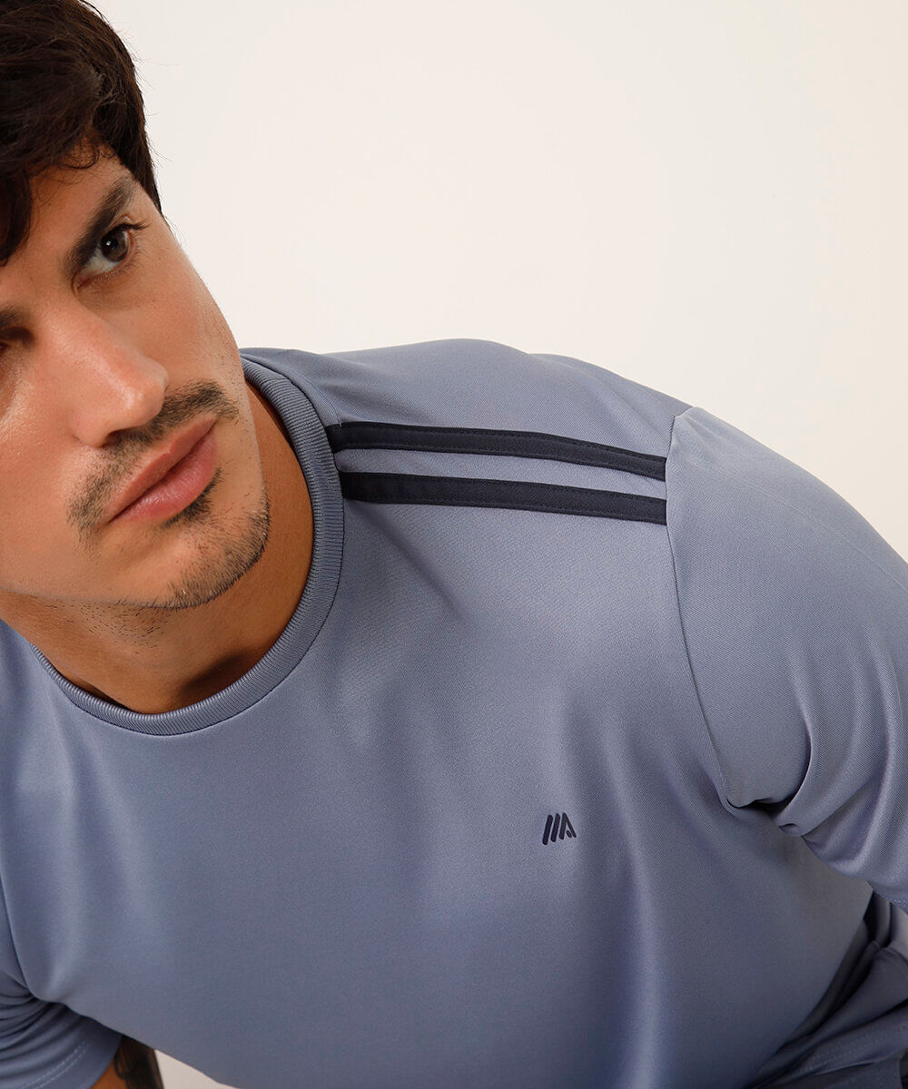 camiseta masculina esportiva ace com listras azul