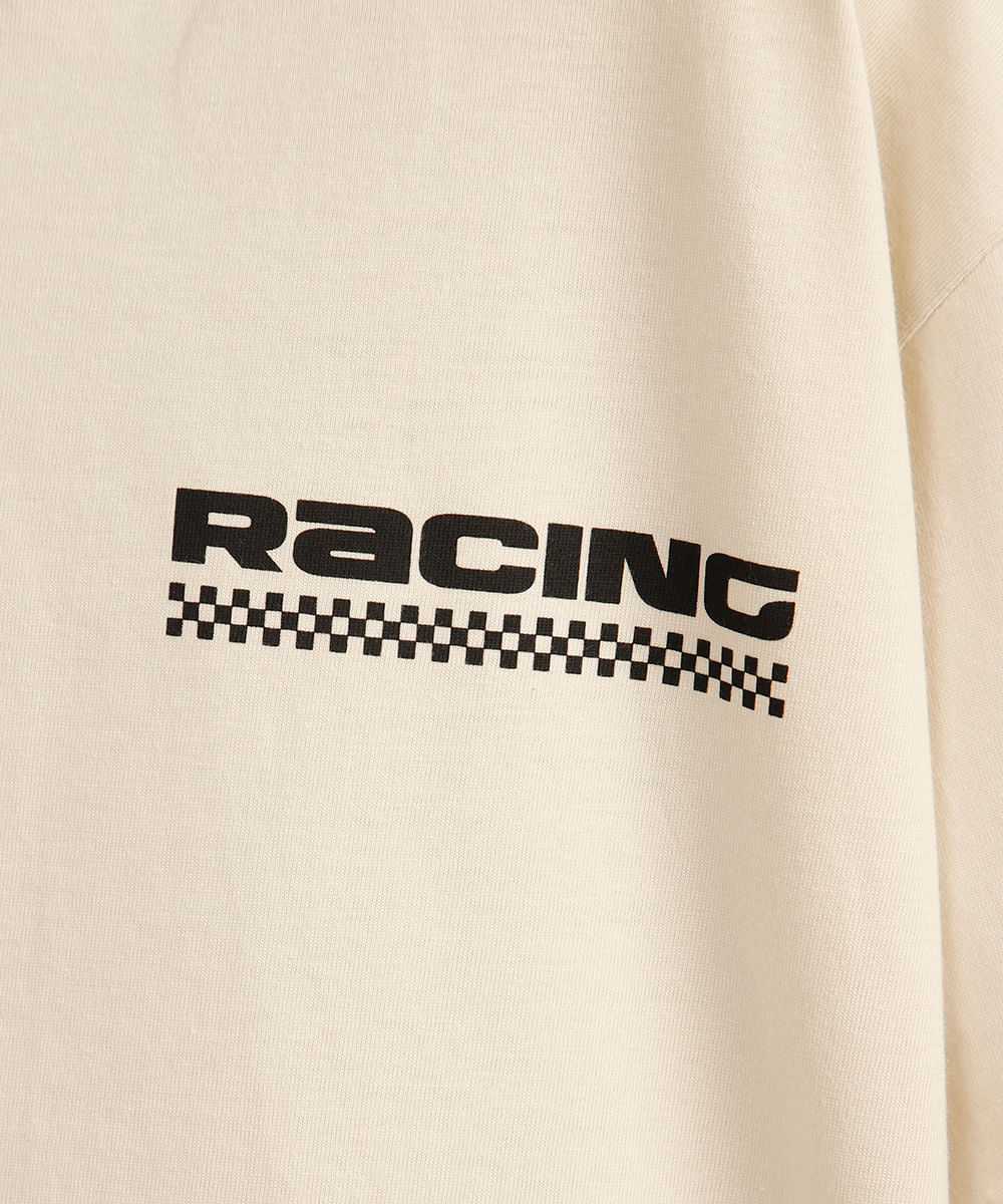 camiseta infantil de algodão racing bege