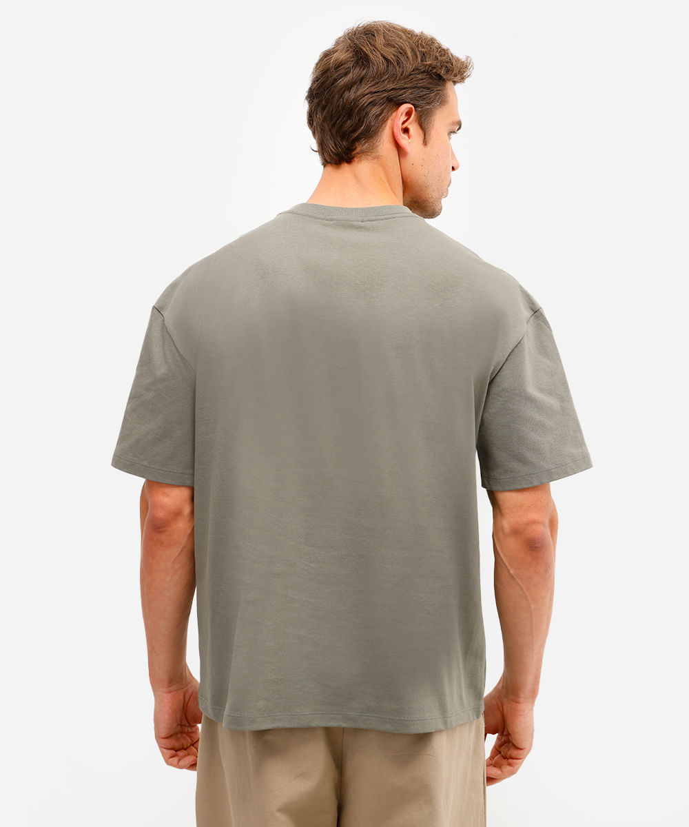 camiseta de algodão peruano oversized manga curta verde