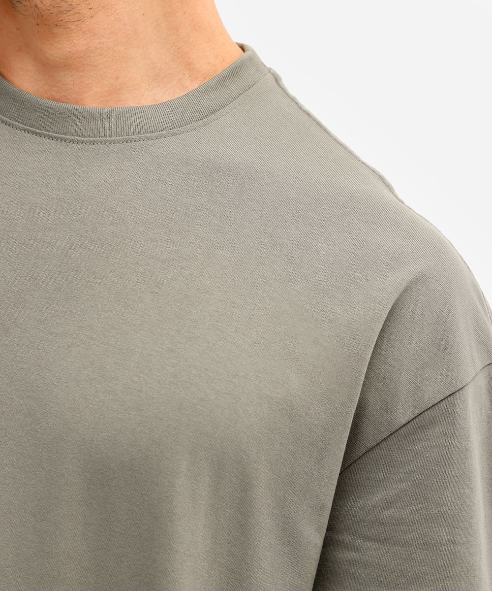camiseta de algodão peruano oversized manga curta verde