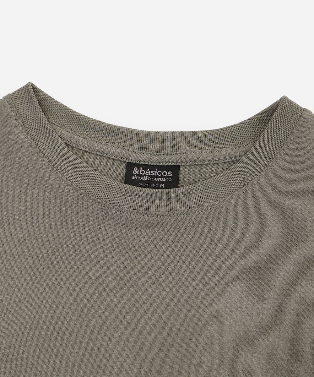 camiseta de algodão peruano oversized manga curta verde