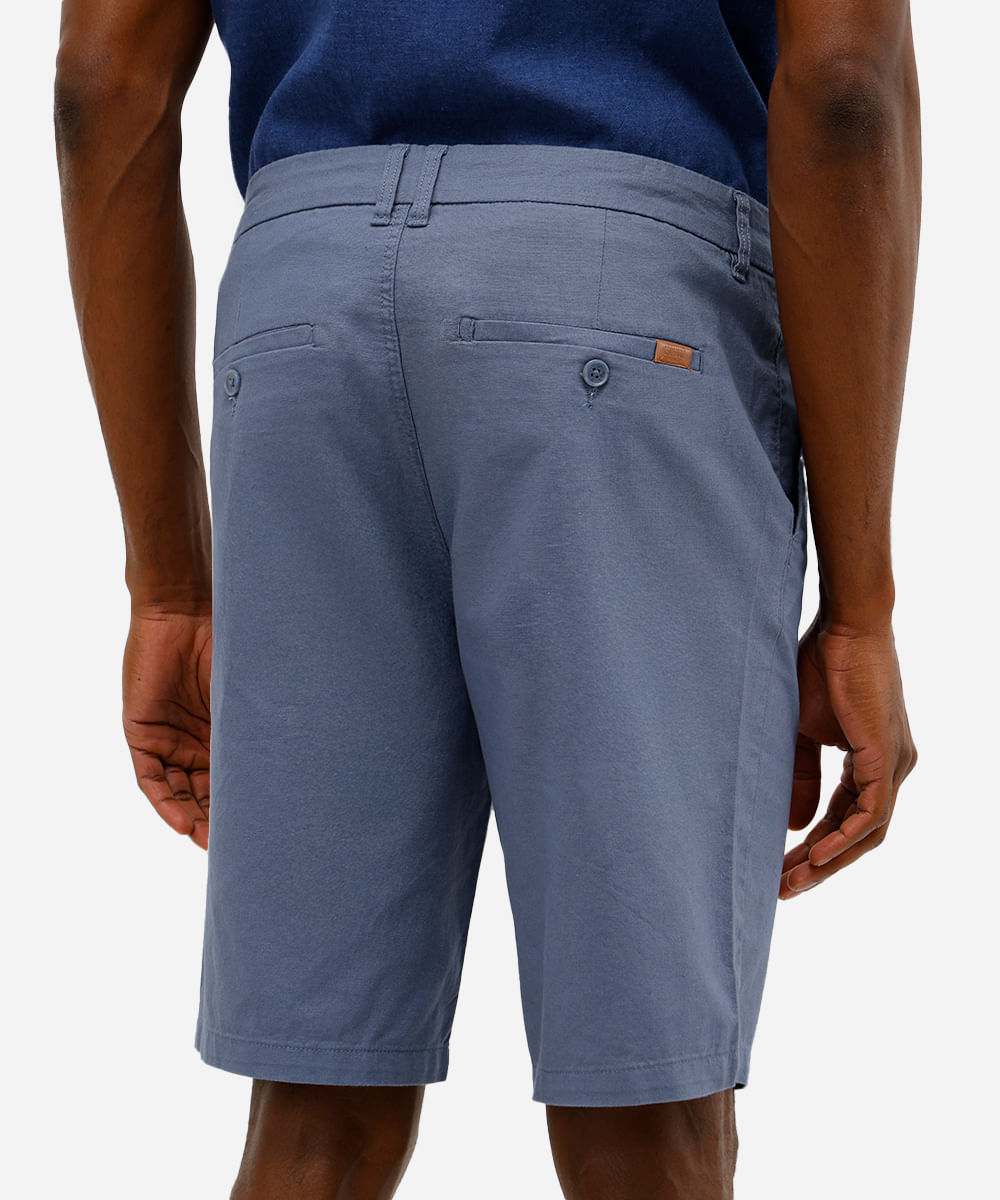 bermuda masculina reta com linho azul