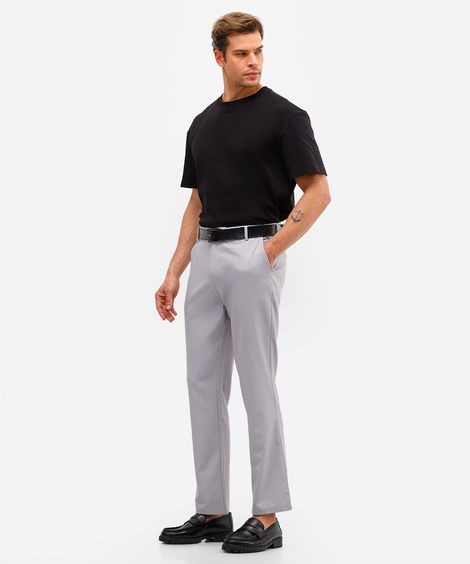 calça reta masculina de alfaiataria cinza