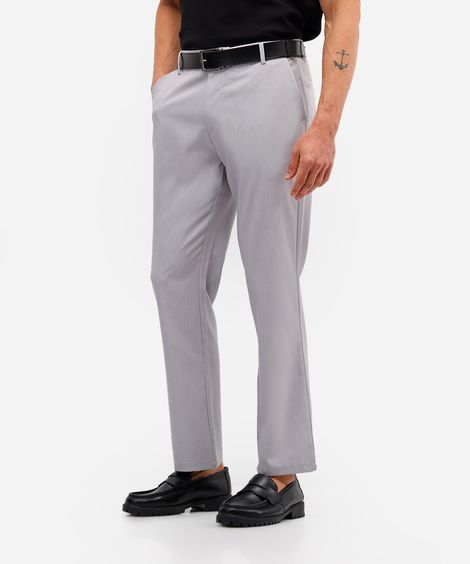 calça reta masculina de alfaiataria cinza