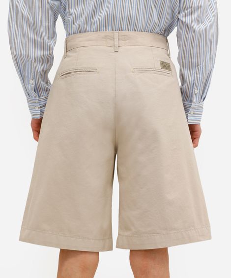 bermuda baggy masculina de alfaiataria com pregas bege