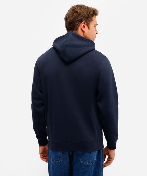 jaqueta básica masculina de moletom com capuz azul
