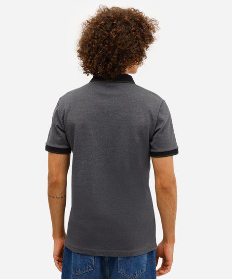 polo básica masculina slim manga curta preta