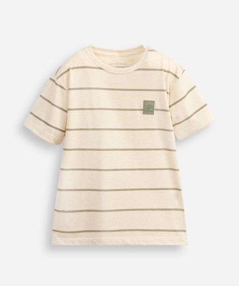 camiseta infantil com linho listrada verde