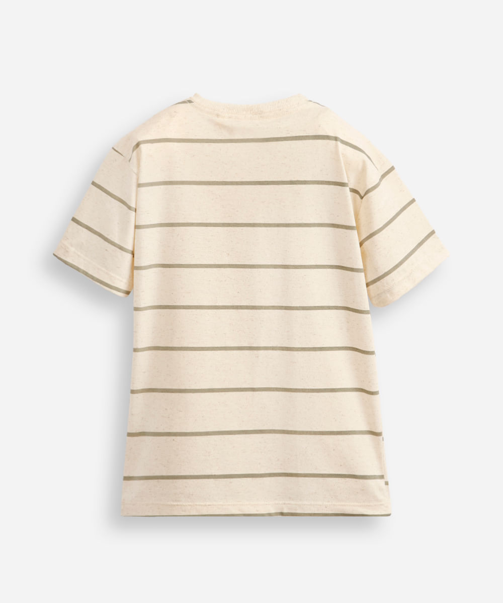 camiseta infantil com linho listrada verde