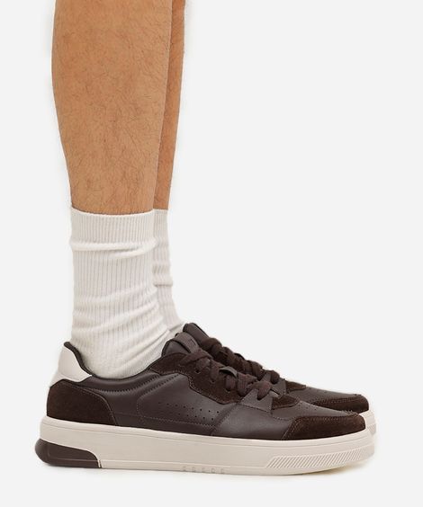 tênis casual com recortes texturizado ace marrom