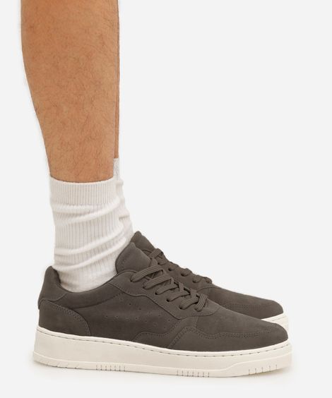 tênis casual com recortes texturizado ace cinza