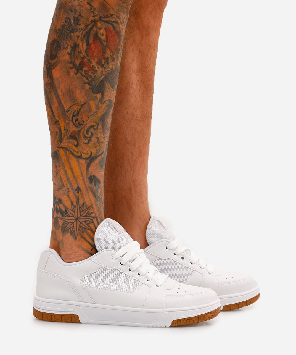 tênis casual com recortes ollie - branco